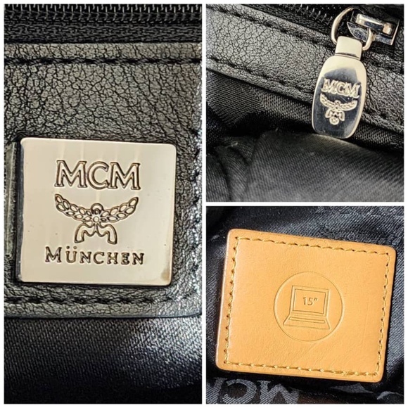 Authentic MCM Visetos Stark Leather Backpack Black/Gold main image 5